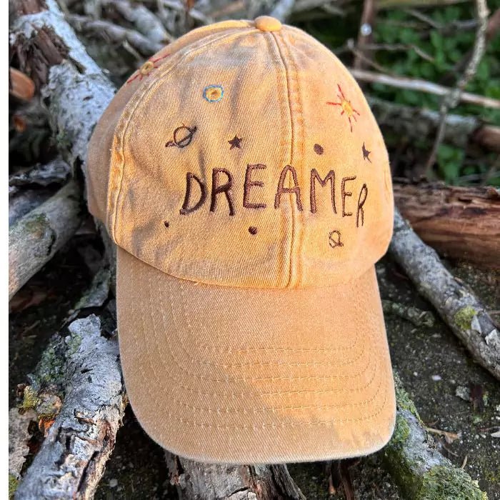 washed out embroidered baseball cap dreamer