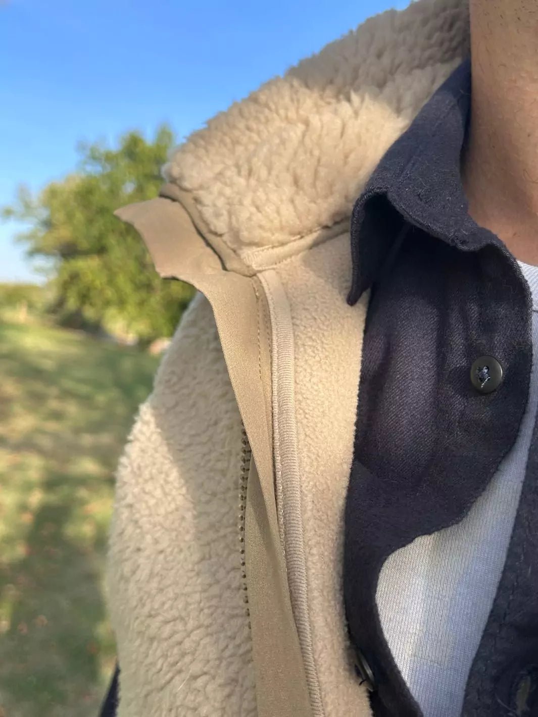 embroidered unisex annapurna teddy bodywarmer beige
