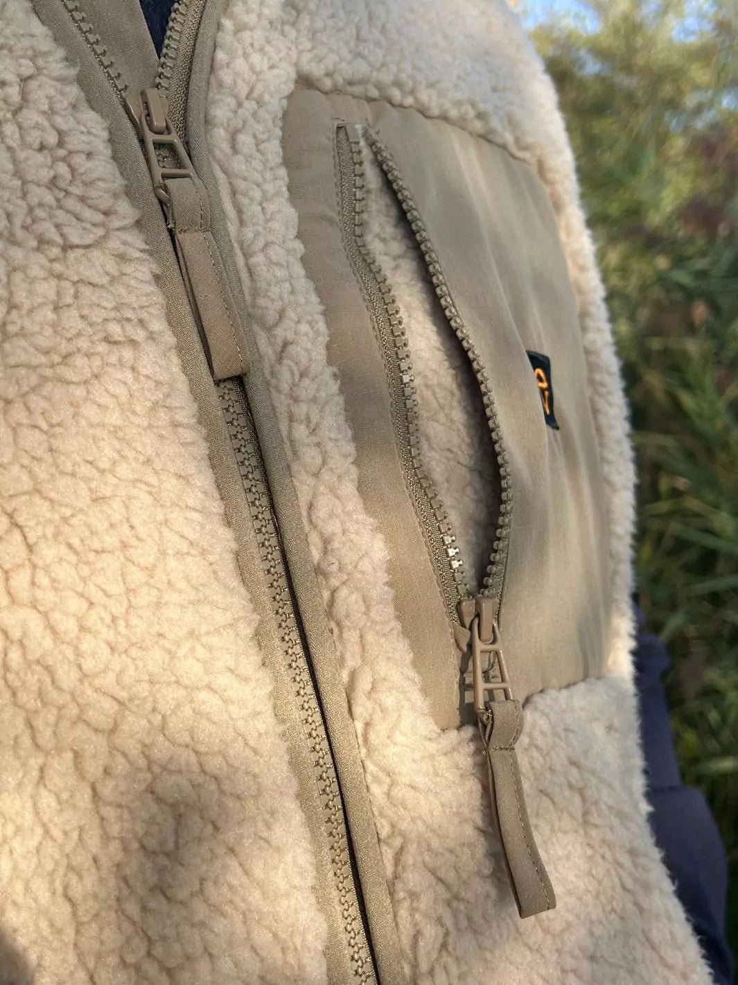 embroidered unisex annapurna teddy bodywarmer beige
