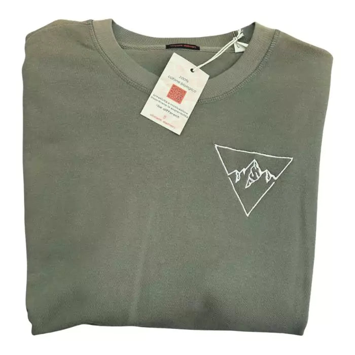 khaki val di rhemes organic cotton embroidered crew-neck sweatshirt