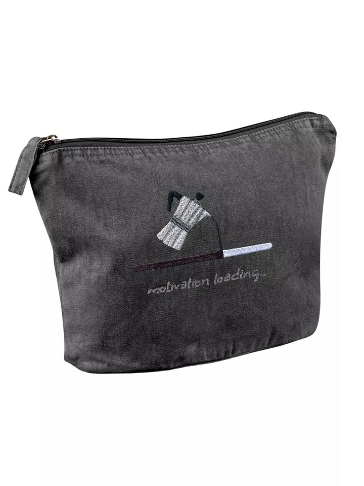 Motivation Loading recycled cotton pouch in washed black
