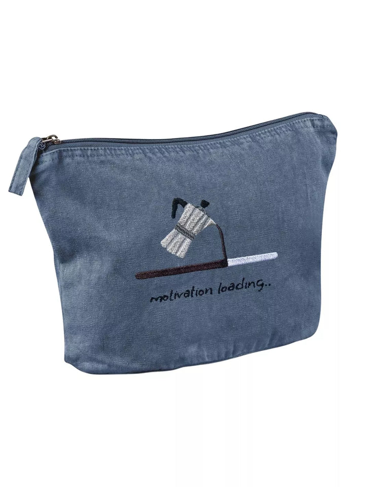 Motivation Loading recycled cotton pouch in washed denim