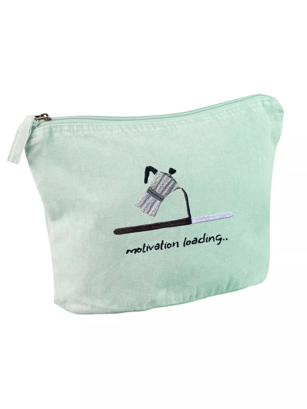 Motivation Loading recycled cotton pouch in washed sage