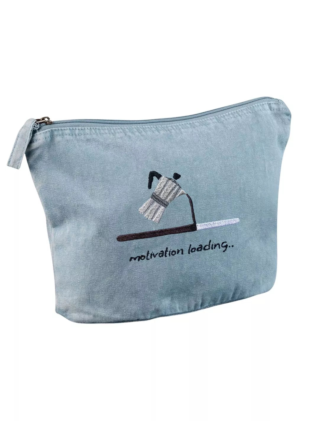Motivation Loading recycled cotton pouch in washed sky