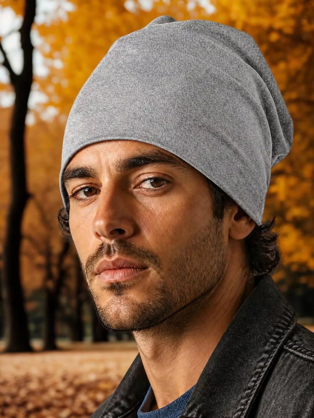 Custom embroidered grey cotton beanie with personalized logo or text