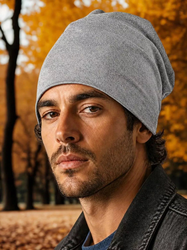 Custom embroidered grey cotton beanie with personalized logo or text