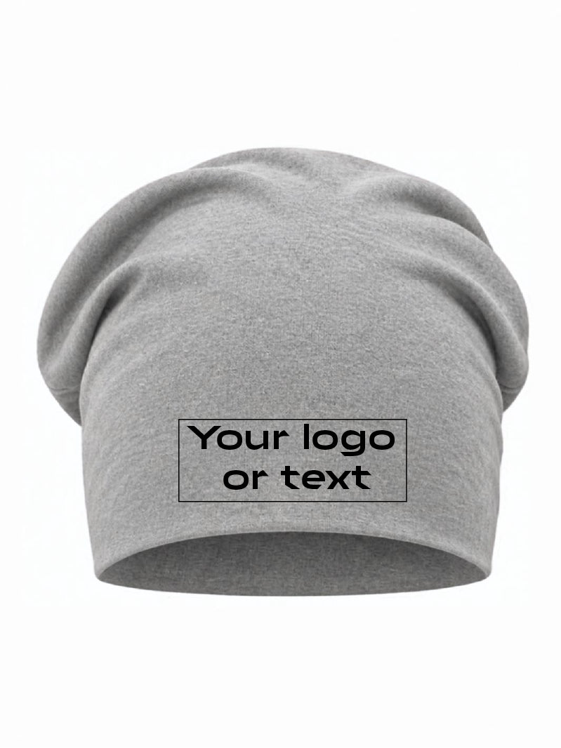 Custom embroidered grey cotton beanie with personalized logo or text