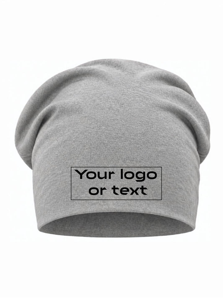 Custom embroidered grey cotton beanie with personalized logo or text