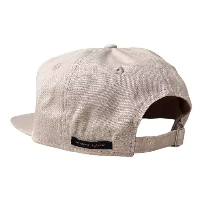 Fun sand snapback with embroidered wine not and wine glasses
