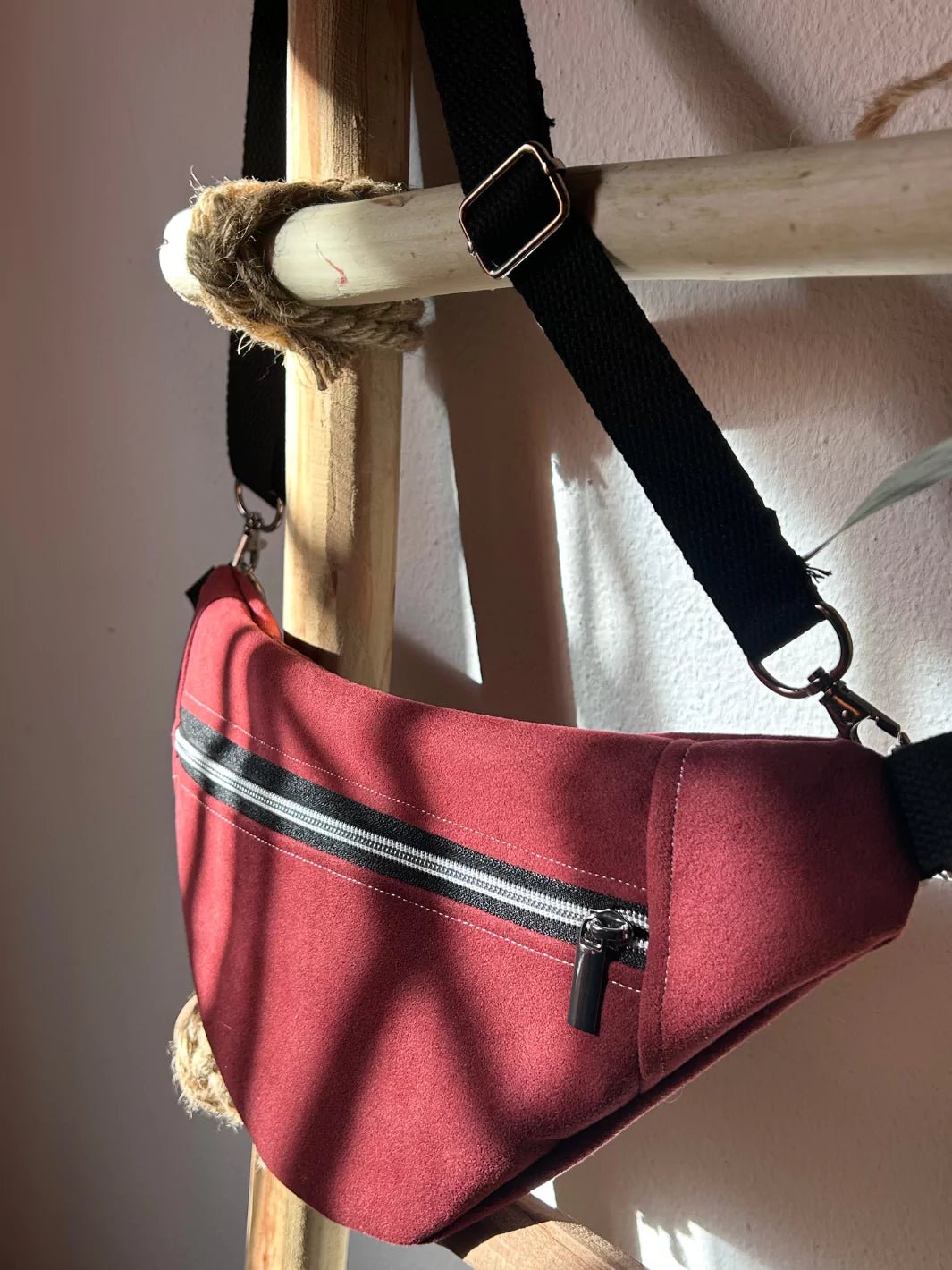 alcantara red siena pouch