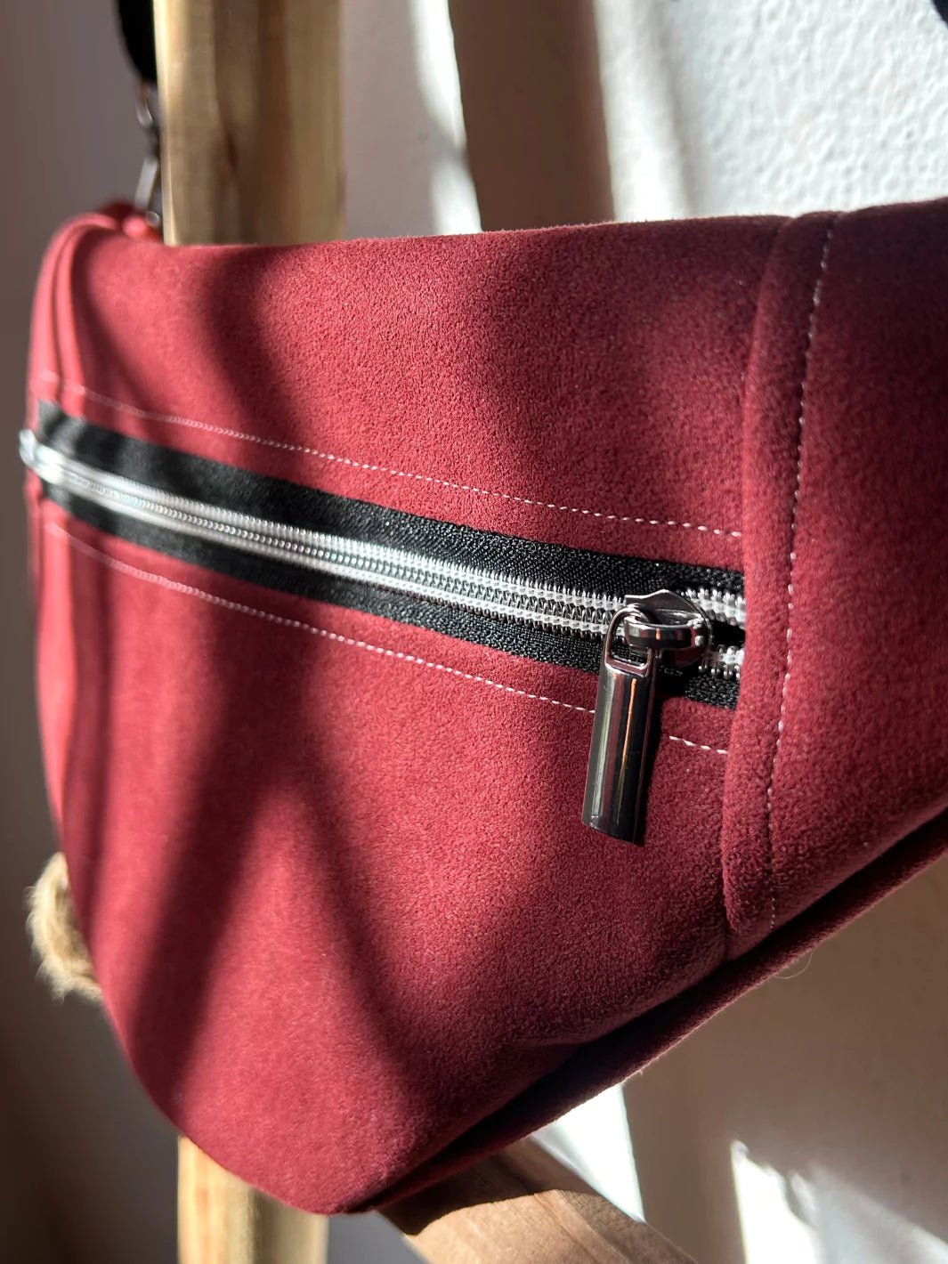 alcantara red siena pouch