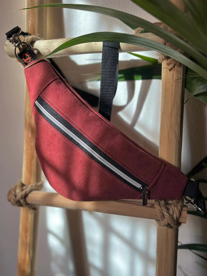 alcantara red siena pouch