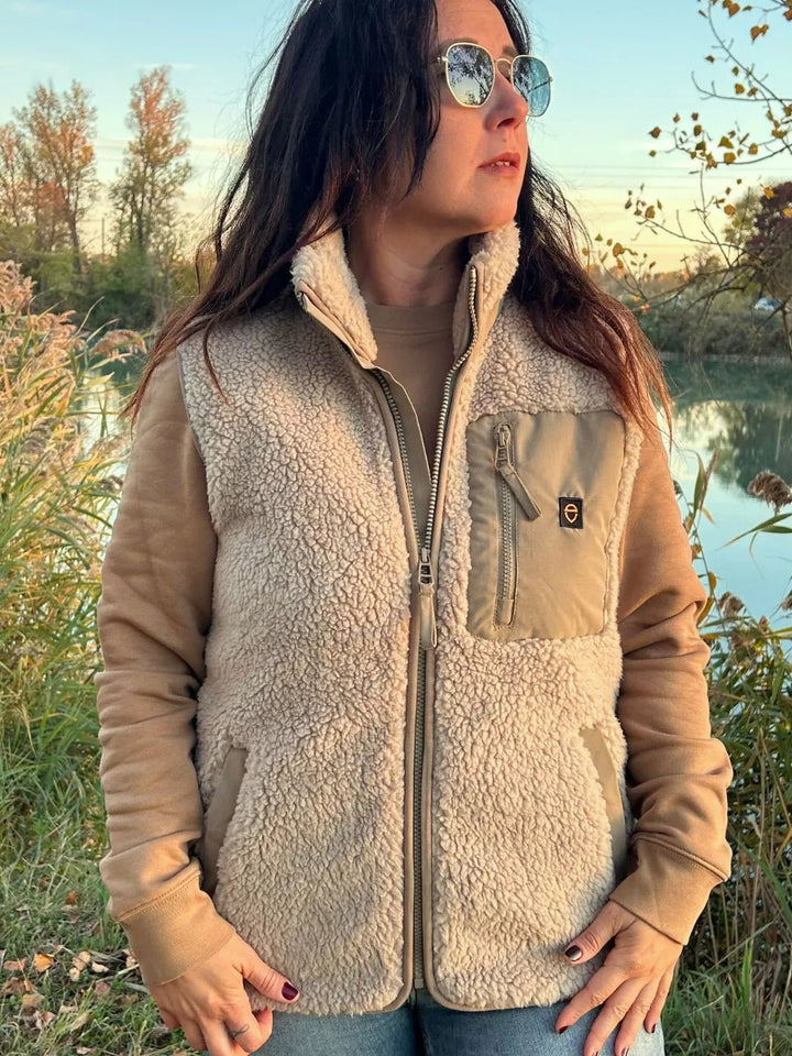 beige unisex embroidered bodywarmer annapurna