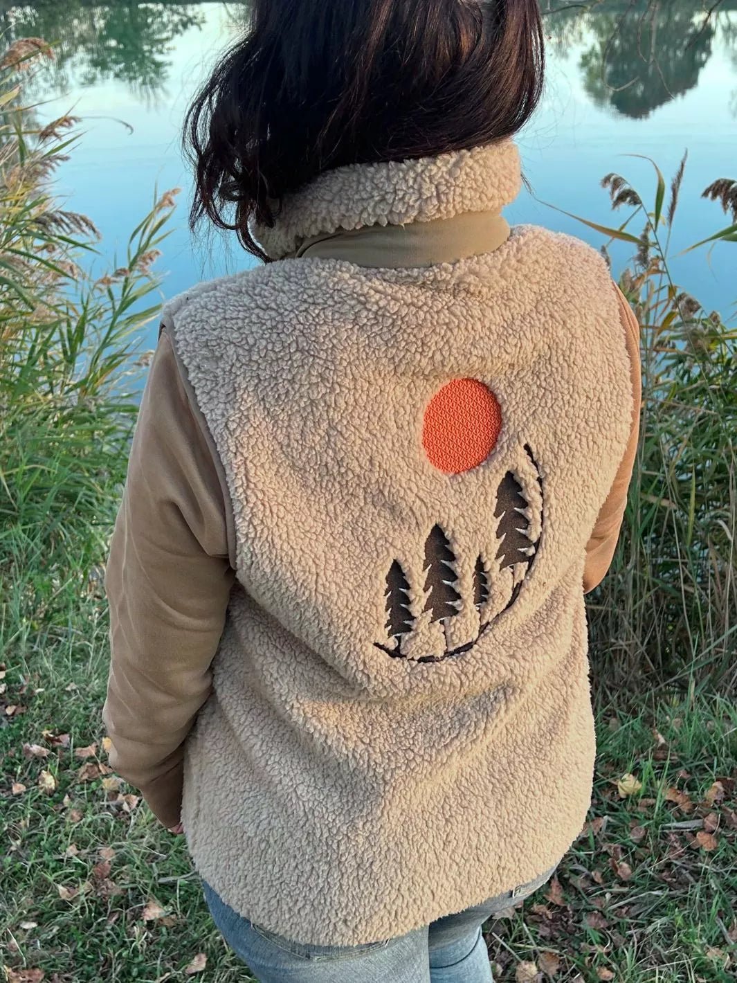 beige unisex embroidered bodywarmer annapurna