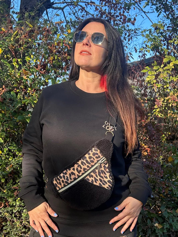 Teddy Black/Leopard Bum Bag