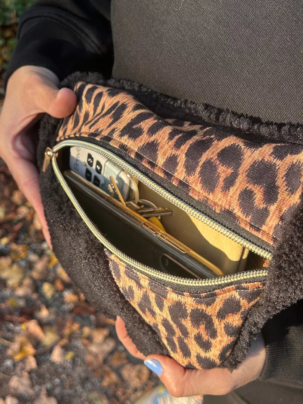 Teddy Black/Leopard Bum Bag