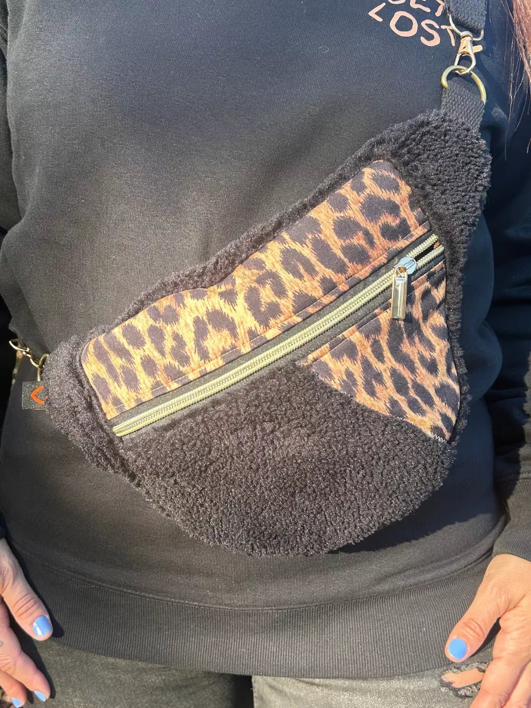 Teddy Black/Leopard Bum Bag