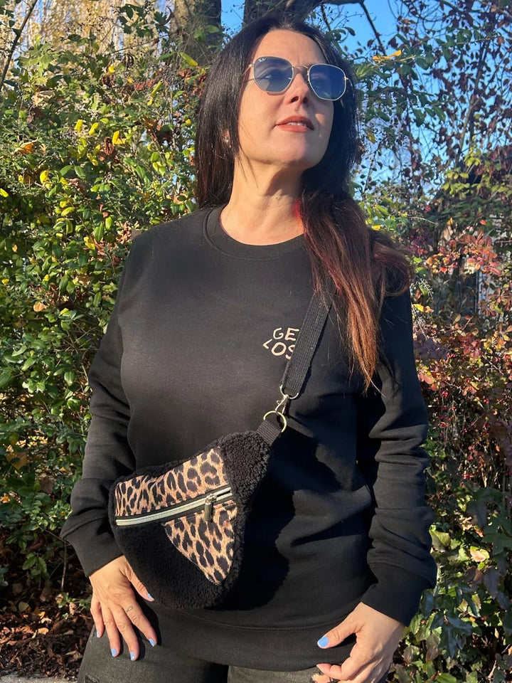 Teddy Black/Leopard Bum Bag