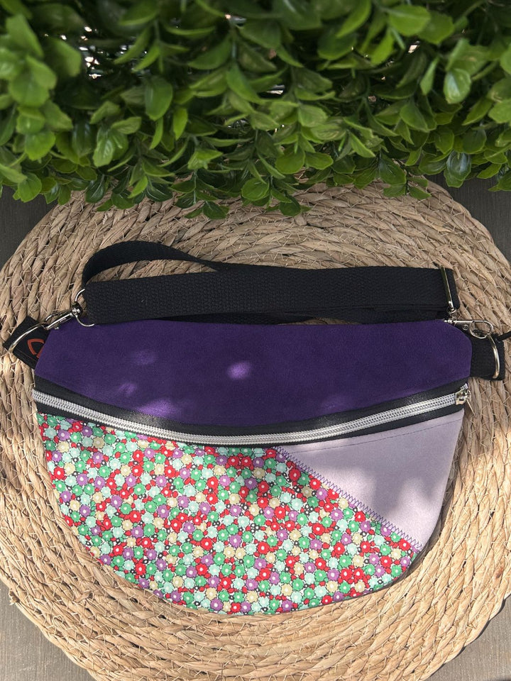 blooming violet handmade women's crossbody bag