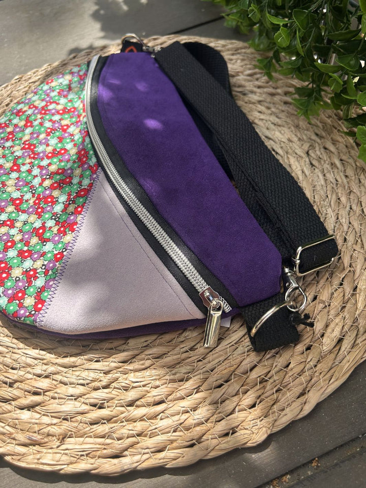 blooming violet handmade women's crossbody bag