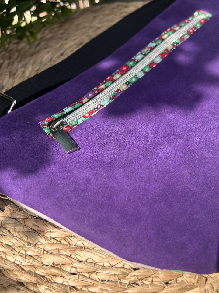 blooming violet handmade women's crossbody bag