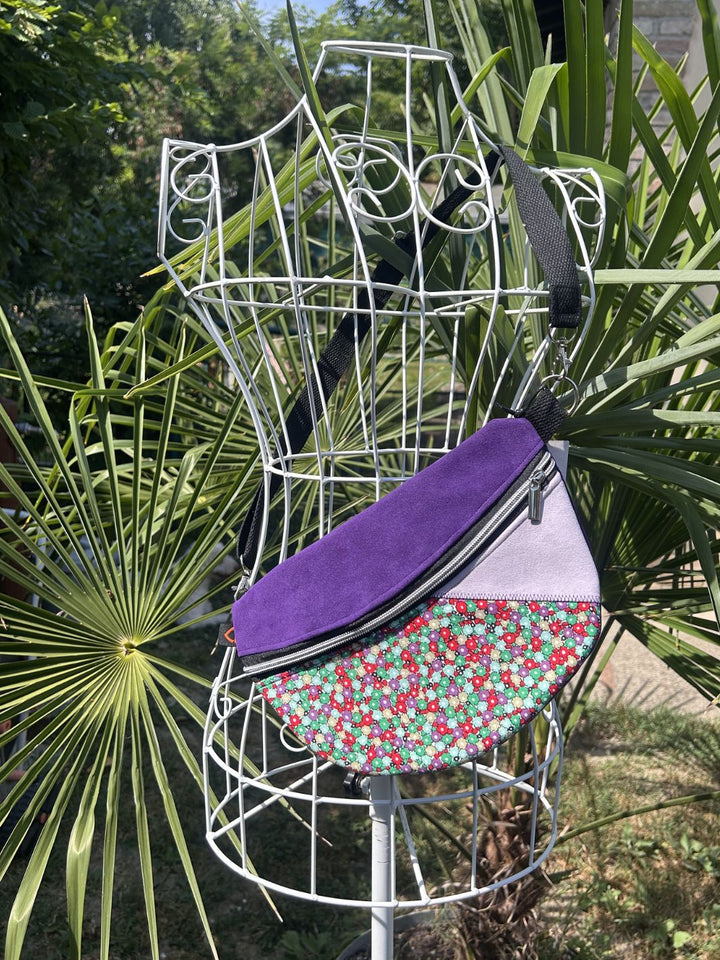 blooming violet handmade women's crossbody bag