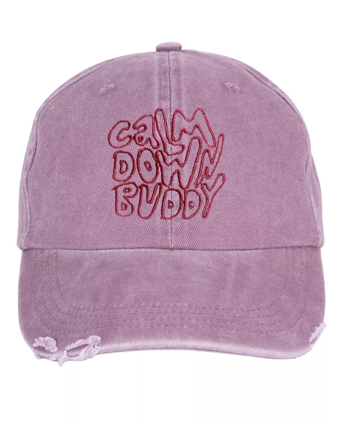 calm down buddy embroidered distressed washed out baseball cap