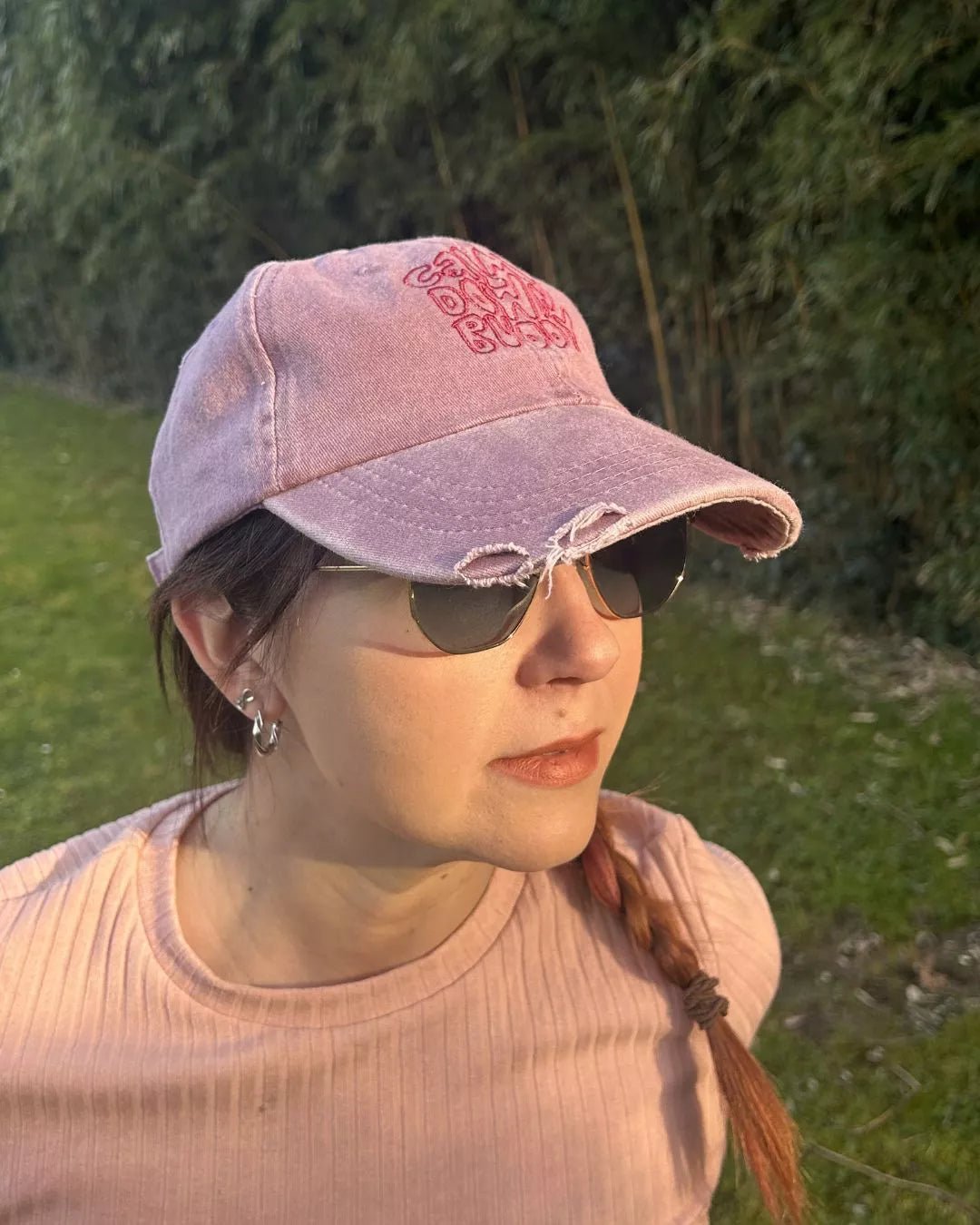 calm down buddy embroidered distressed washed out baseball cap