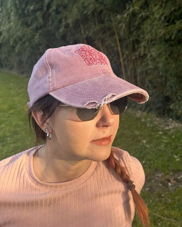 calm down buddy embroidered distressed washed out baseball cap