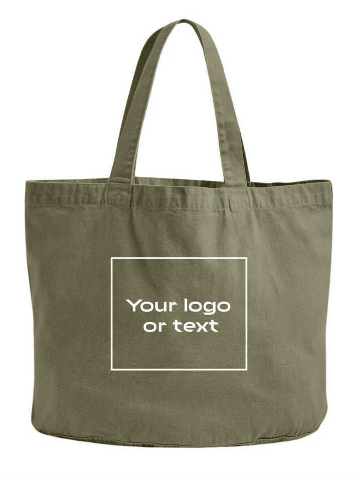 embroidered custom washed out tote bag and travel pouch