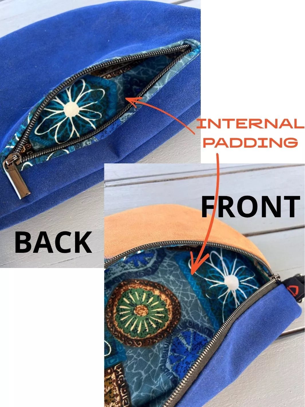 Custom handmade crossbody bag crafted in Italy using Alcantara.