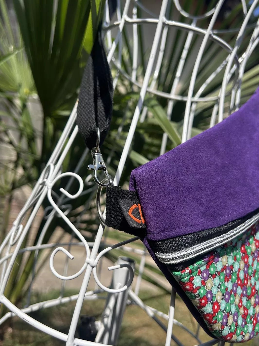 Custom handmade crossbody bag crafted in Italy using Alcantara.