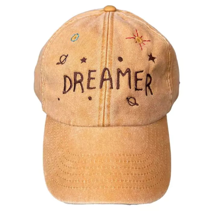 embroidered  ochre baseball cap dreamer 