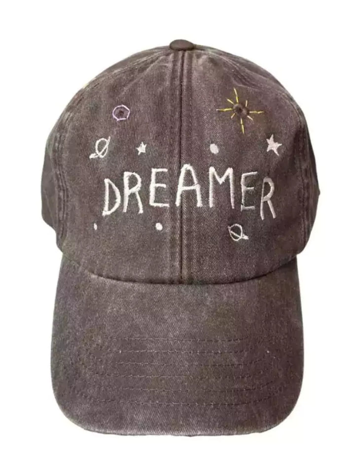 embroidered brown baseball cap dreamer