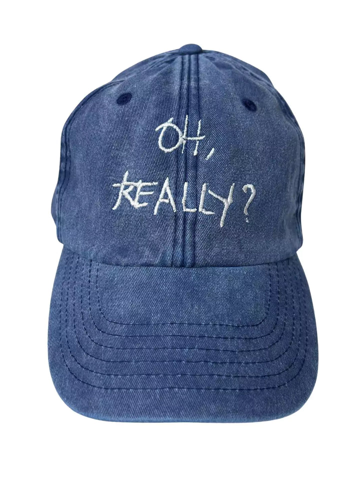 embroidered baseball cap washed denim oh really