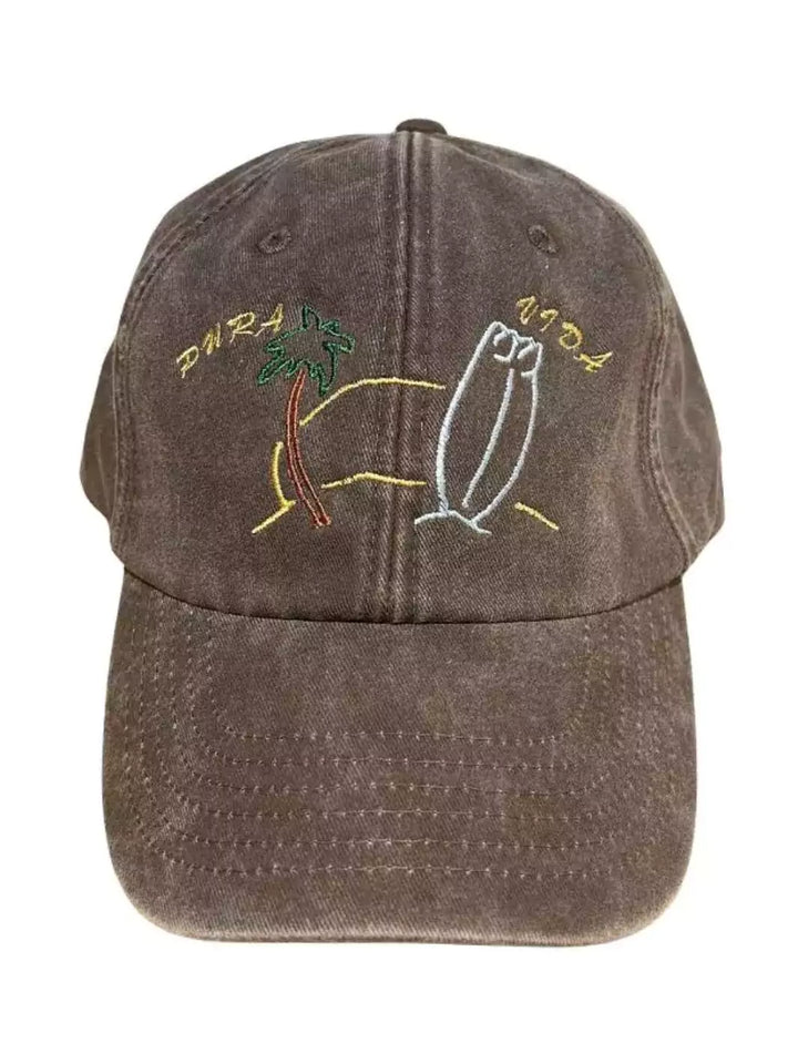 embroidered brown baseball cap pura vida