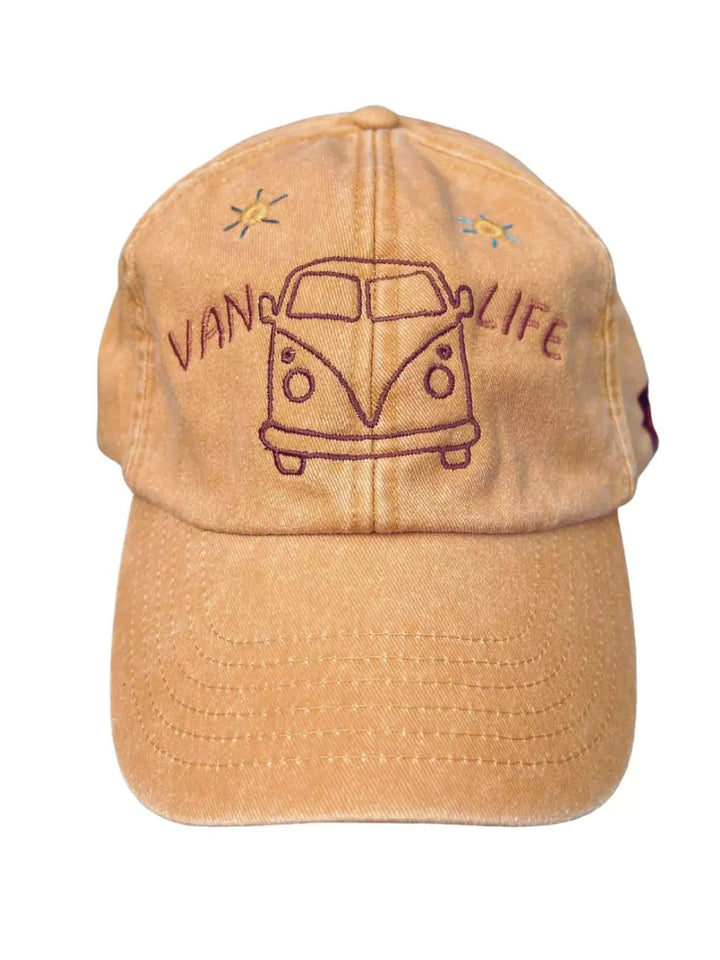 embroidered ochre baseball cap van life