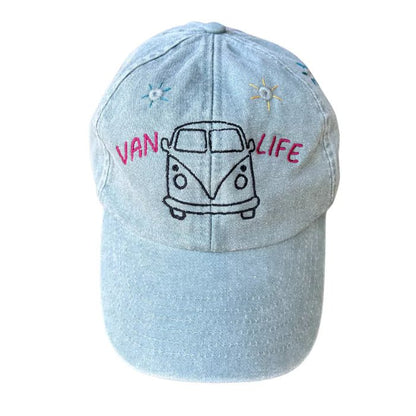 embroidered jade green baseball cap van life