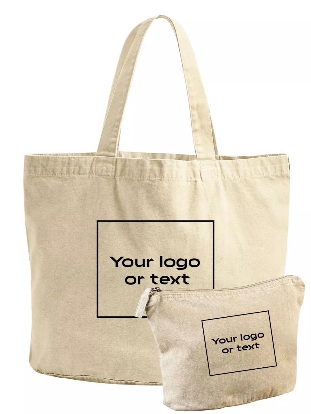 embroidered custom washed out tote bag and travel pouch