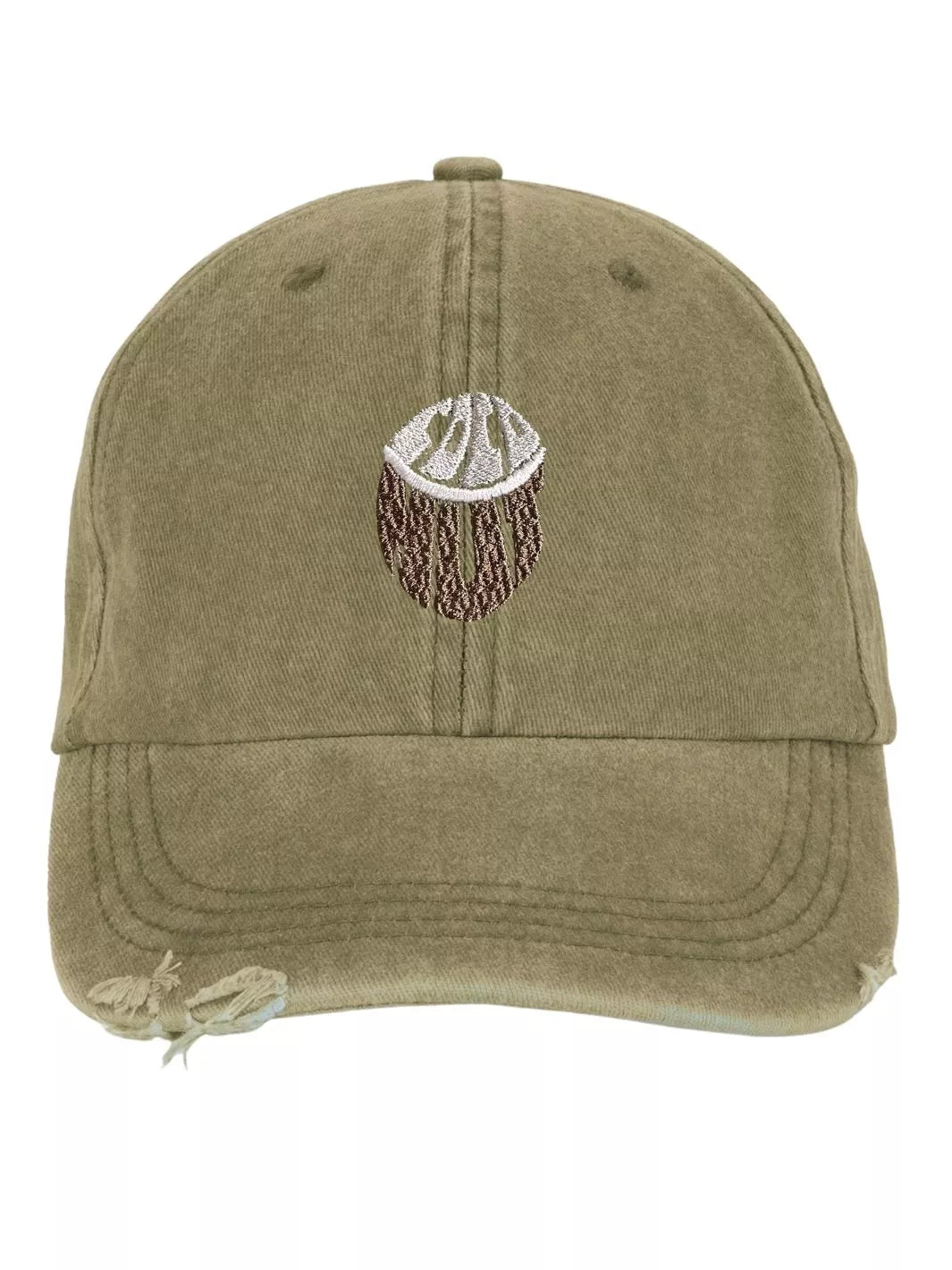embroidered distressed baseball cap coconut