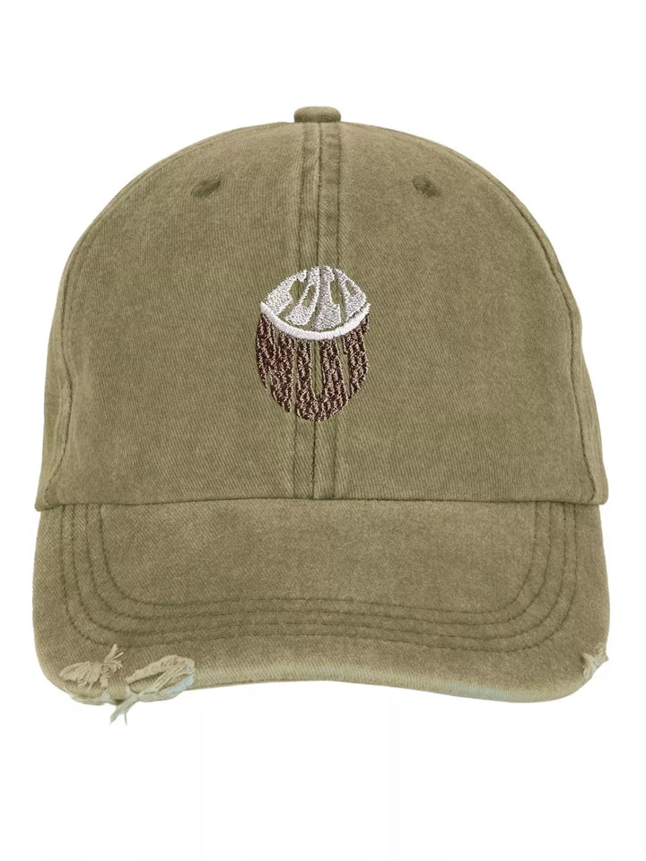 embroidered distressed baseball cap coconut