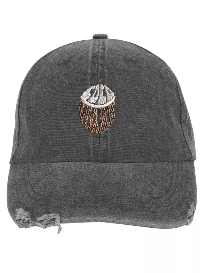 embroidered distressed baseball cap coconut