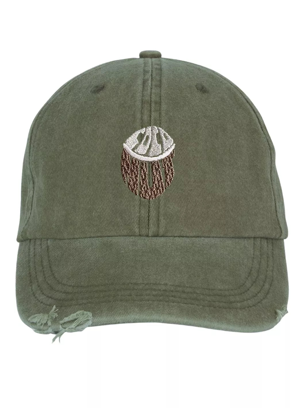 embroidered distressed baseball cap coconut