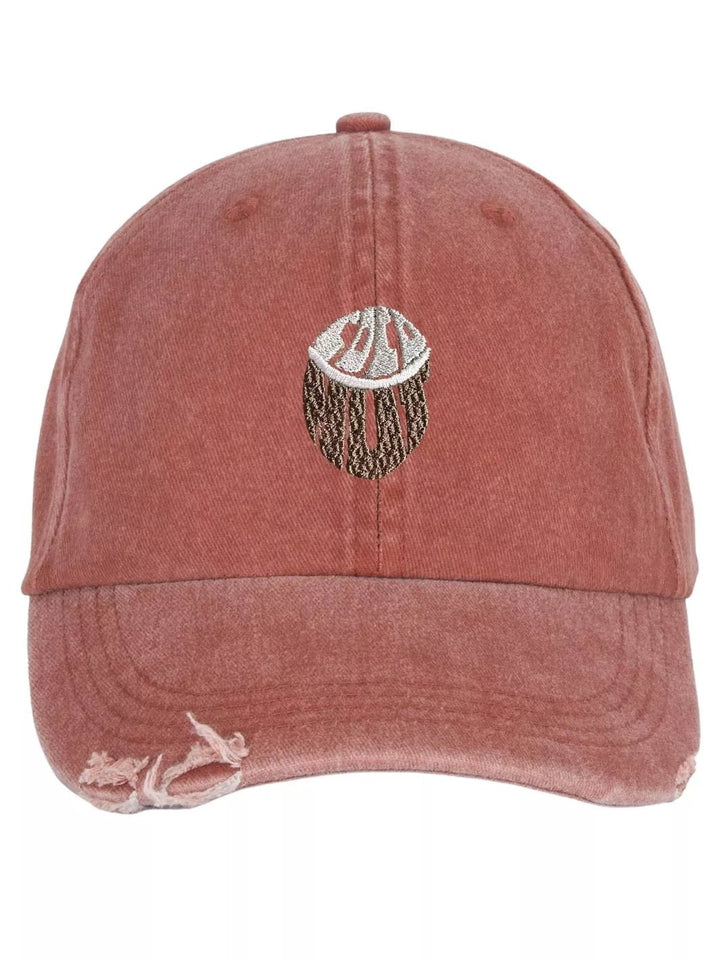 embroidered distressed baseball cap coconut