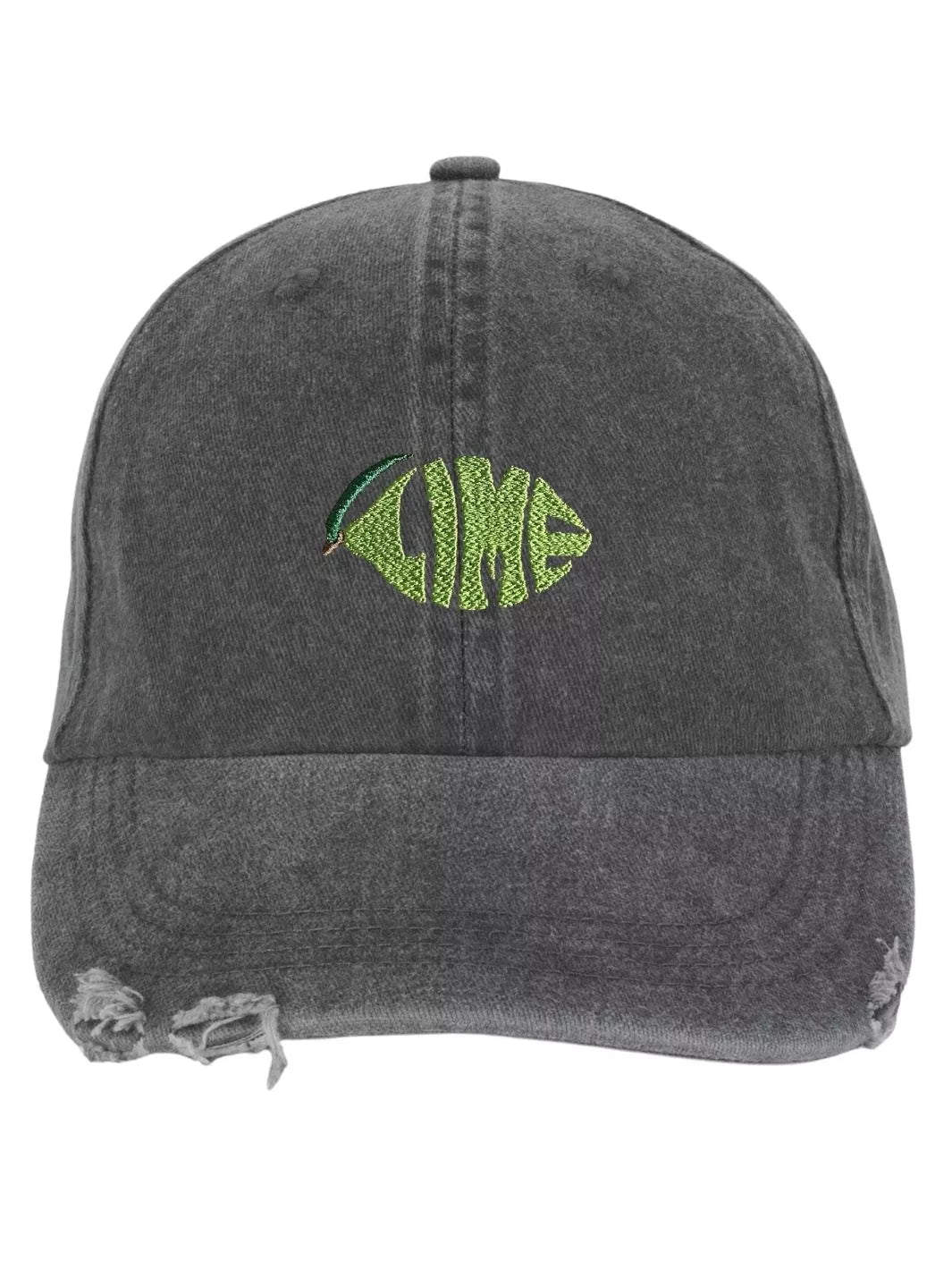 embroidered distressed baseball cap lime