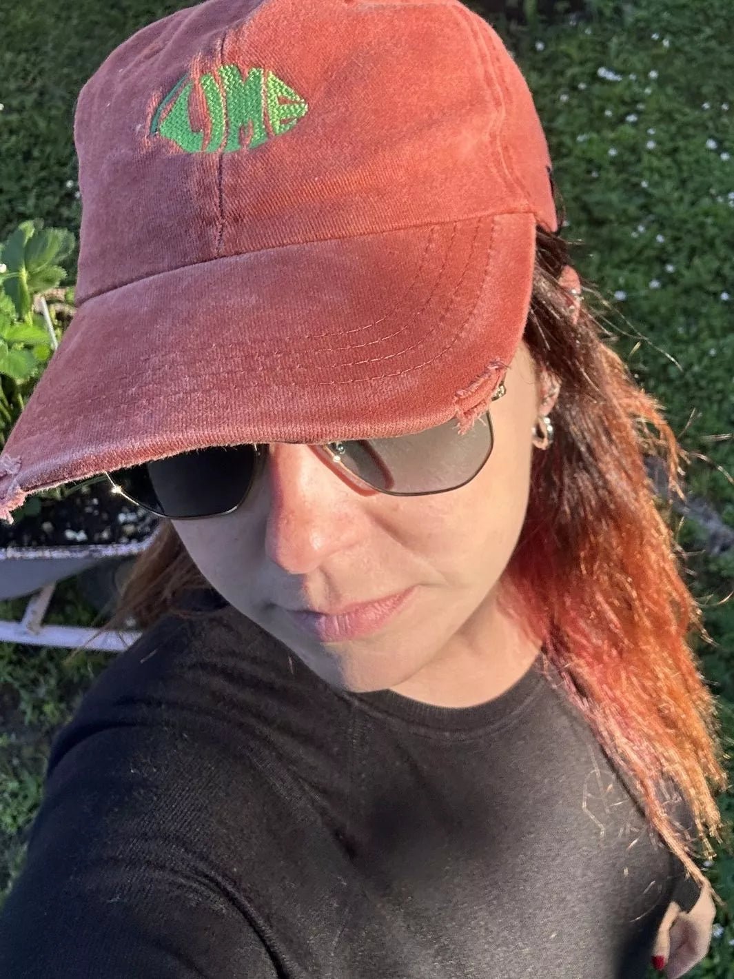 embroidered distressed baseball cap lime