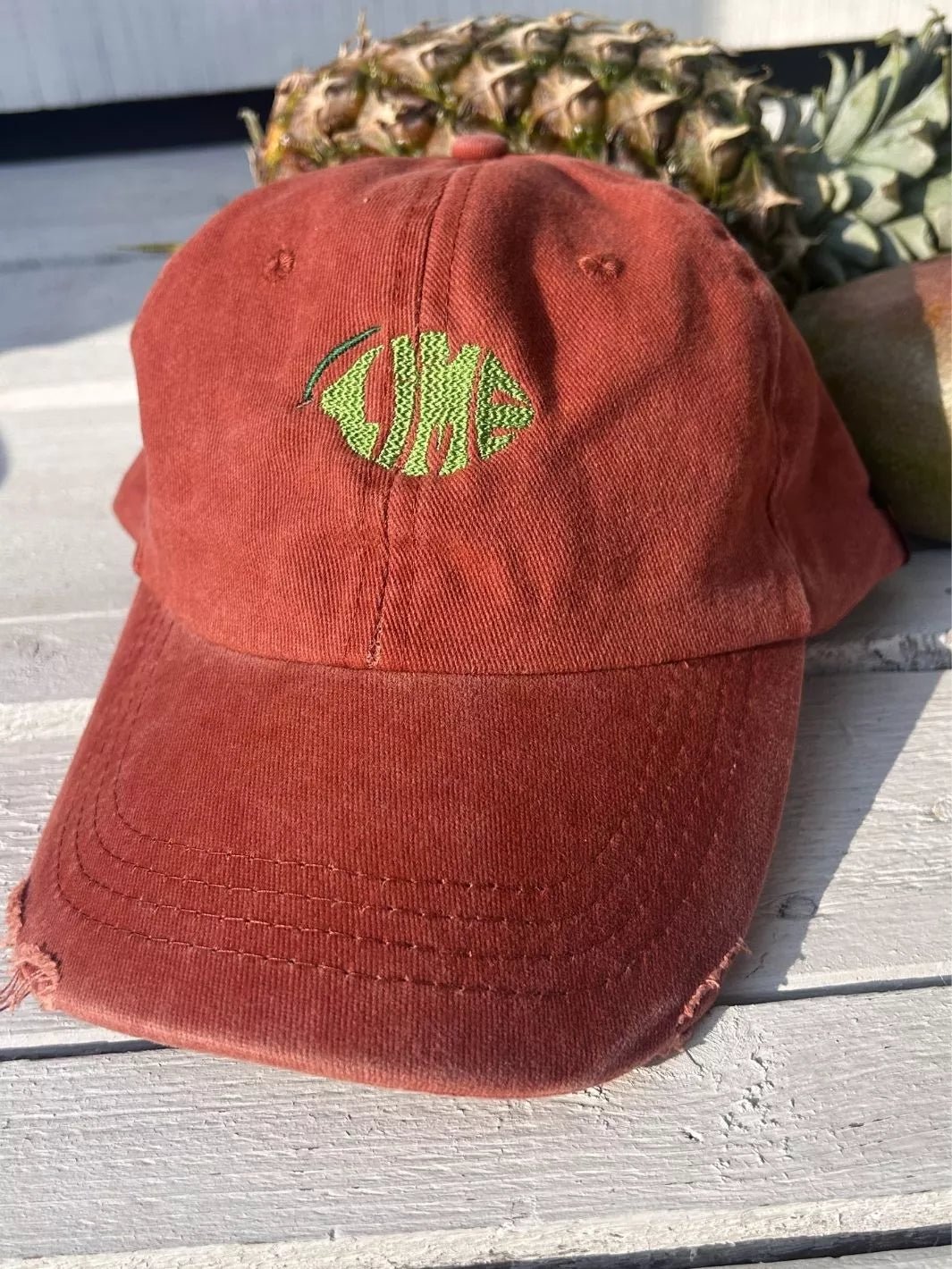 embroidered distressed baseball cap lime