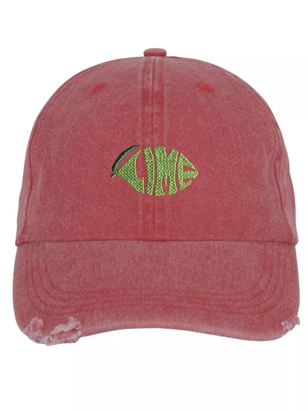 embroidered distressed baseball cap lime