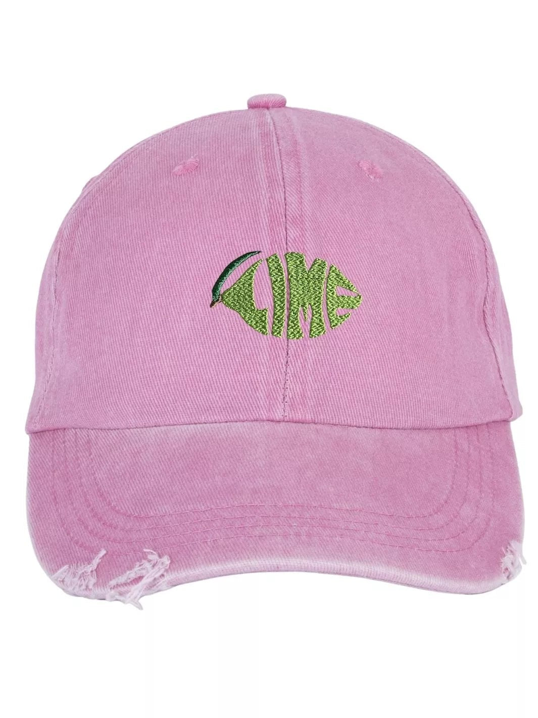 embroidered distressed baseball cap lime