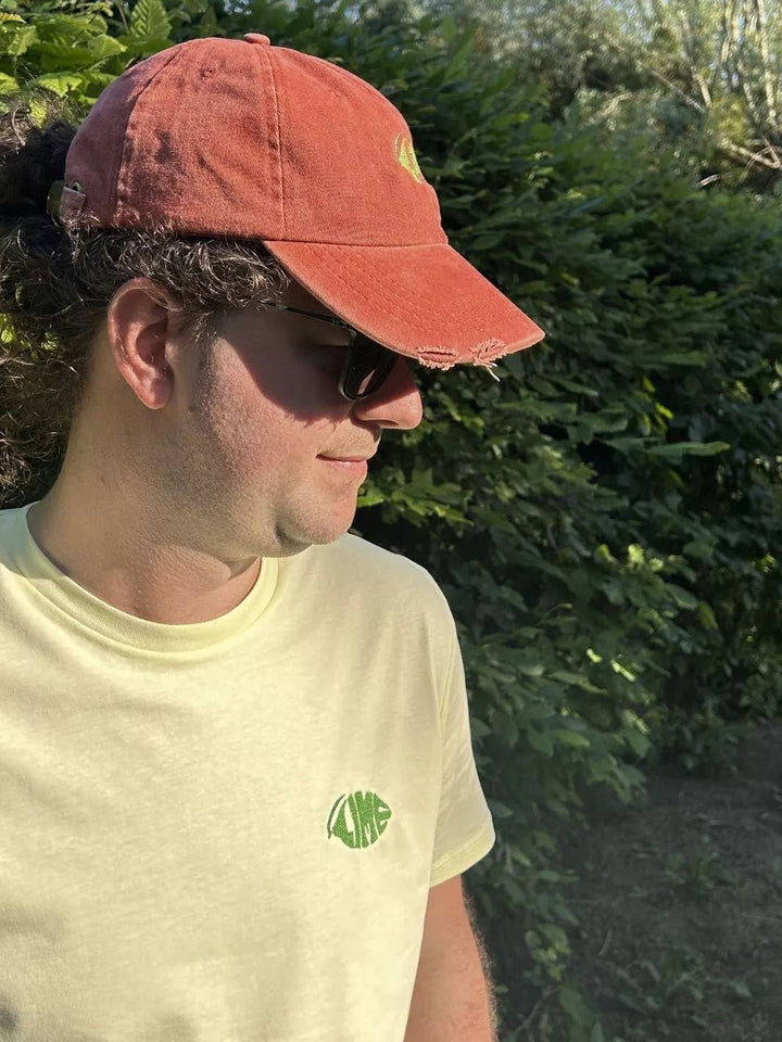 embroidered distressed baseball cap lime